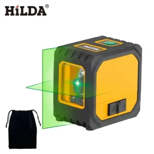 HILDA 2-Line Green Laser Level - Self-Leveling Horizontal & Vertical Cross Line, Battery Powered with Carrying Bag