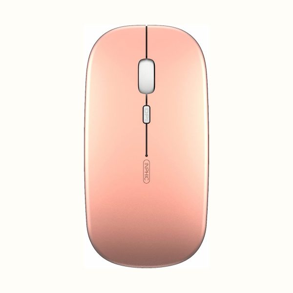 INPHIC Rechargeable Wireless Mouse - 700mAh, Ultra Thin, 1600 DPI, Rose Gold (PM1)
