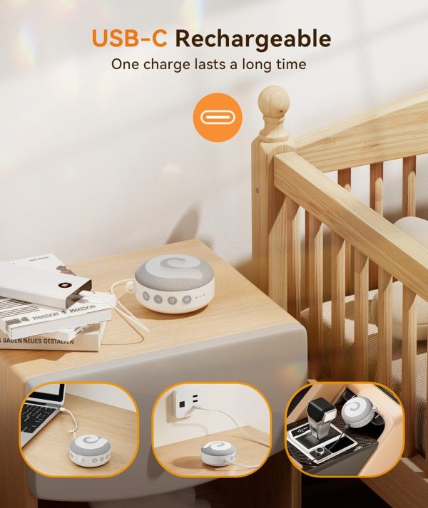 Dreamegg D11 Portable Baby Sound Machine – White Noise, Night Light, Rechargeable - Image 4