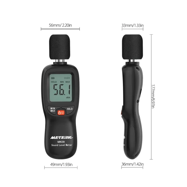 Meterk LCD Backlight Digital Sound Level Meter – Noise & Decibel Monitoring Tester (MK09) - Image 4
