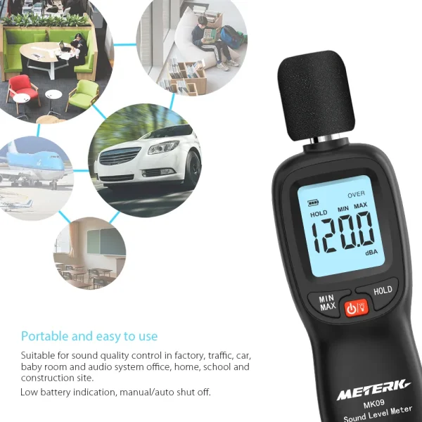 Meterk LCD Backlight Digital Sound Level Meter – Noise & Decibel Monitoring Tester (MK09) - Image 2