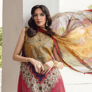 Maria B. 3 Piece Unstitched Embroidered Cambric Suit (10A)