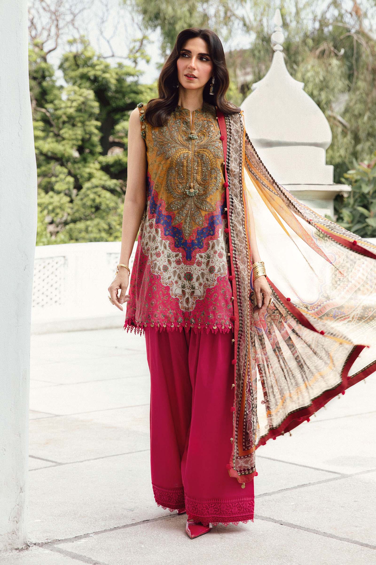 Maria B. 3 Piece Unstitched Embroidered Cambric Suit (10A) - Image 2